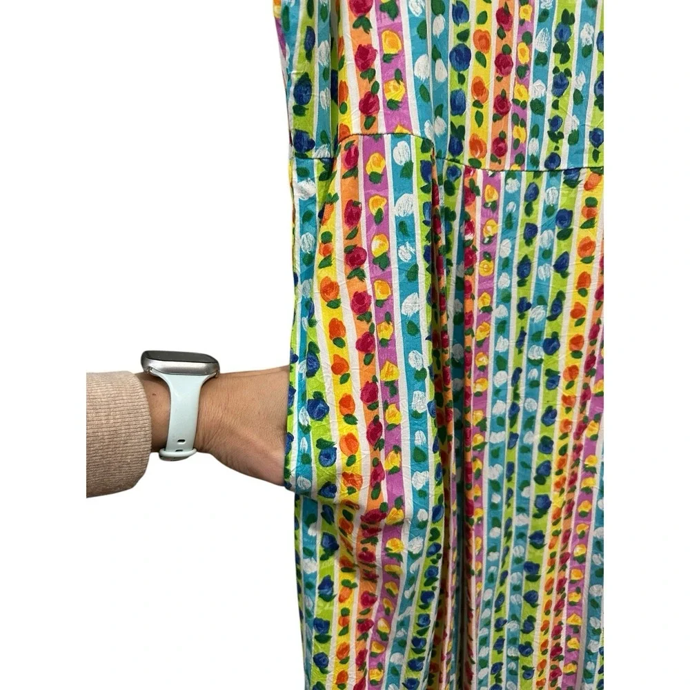 Jams World Dress Womens Small Floral Maxi Pockets Colorful Rainbow 90s #Z6-8 - Picture 3 of 7